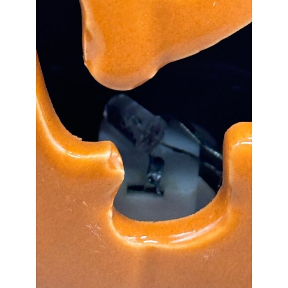 Halloween Pumpkin Ceramic light up battery operated decor Holder Hat 6x3.5" READ - Picture 2 of 7